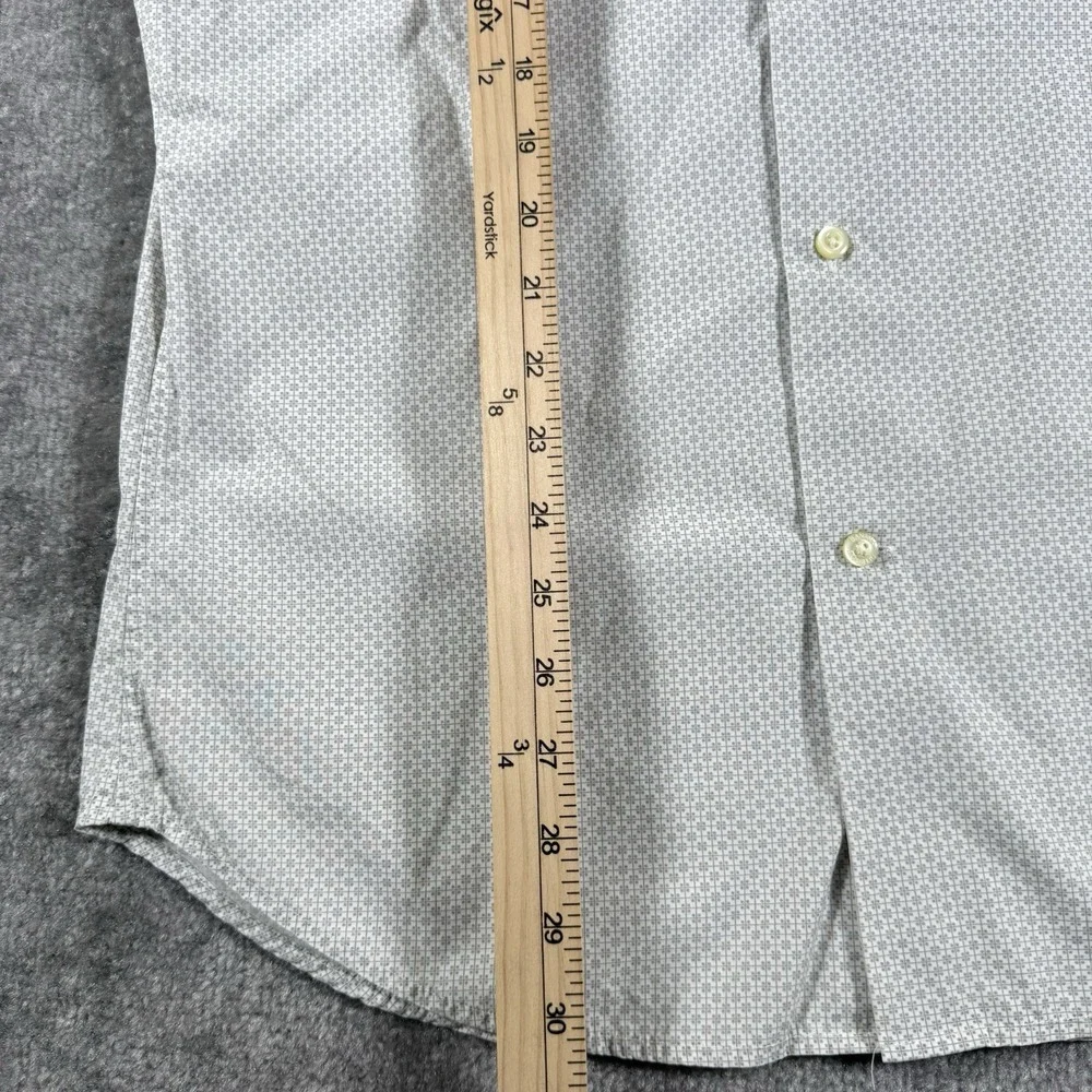 Banana Republic Shirt Men's 15-15.5‎ Gray Geometric Button Up Slim Long Sleeve